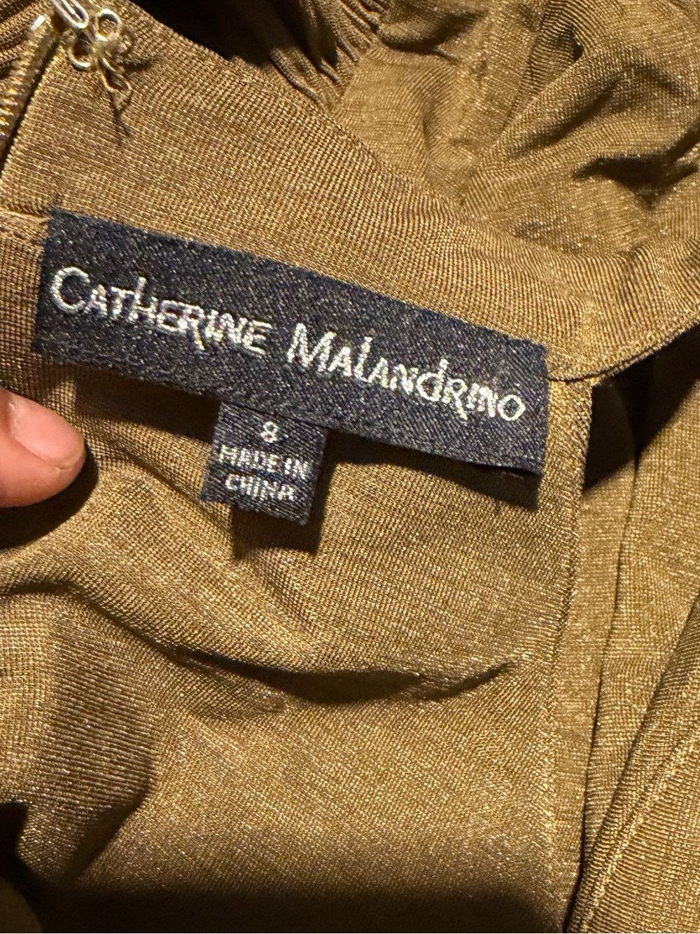 Catherine Malandrino Olive Green Pleated Maxi Dress Size 8 Sleeveless - Picture 5 of 5